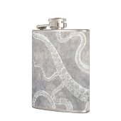  Octopus Silver Pewter Gray Waterverf Heupfles (Links)