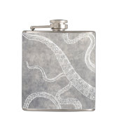 Octopus Silver Pewter Gray Waterverf Heupfles (Voorkant)