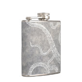  Octopus Silver Pewter Gray Waterverf Heupfles (Rechts)