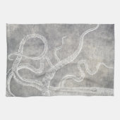 Octopus Silver Pewter Gray Waterverf Theedoek (Horizontaal)
