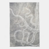  Octopus Silver Pewter Gray Waterverf Theedoek (Verticaal)