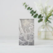 Octopus Silver Pewter Gray Waterverf Visitekaartje (Staand voorkant)