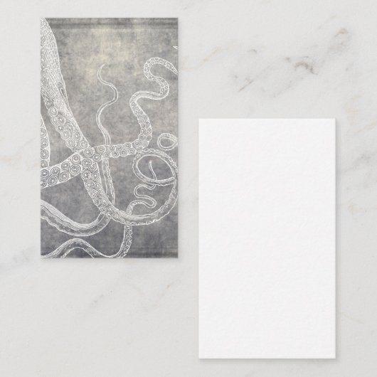 Octopus Silver Pewter Gray Waterverf Visitekaartje (Voorkant / Achterkant)