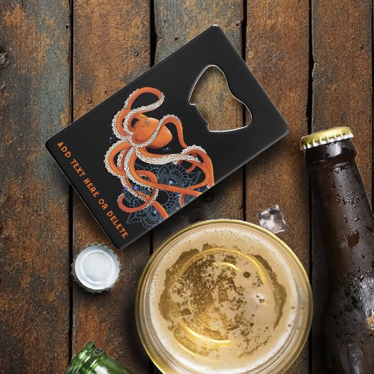 Octopus Sinaasappel Mandal Blue Creditkaart Flessenopener