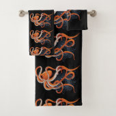 Octopus Sinaasappel Mandala Blauw Bad Handdoek (Insitu)