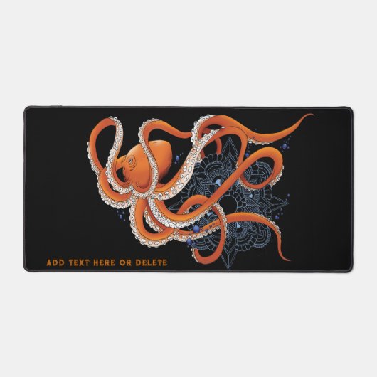 Octopus Sinaasappel Mandala Blauw Bureaumat (Voorkant)