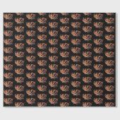 Octopus Sinaasappel Mandala Blauw Cadeaupapier (Vlak)