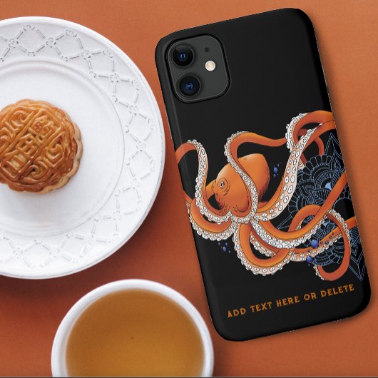 Octopus Sinaasappel Mandala Blauw Case-Mate iPhone Case