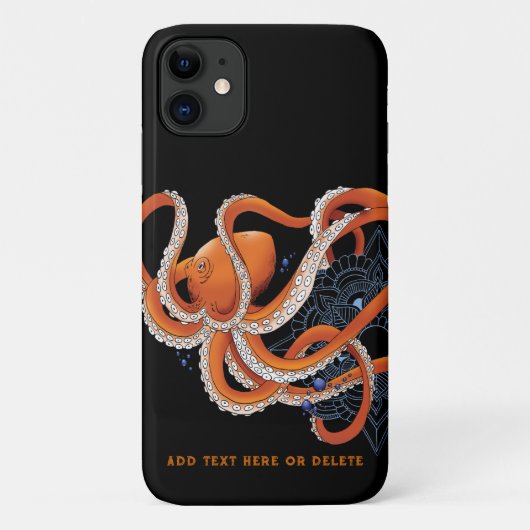 Octopus Sinaasappel Mandala Blauw Case-Mate iPhone Case (Achterkant)