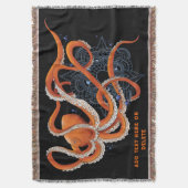 Octopus Sinaasappel Mandala Blauw Deken (Voorkant Verticaal)