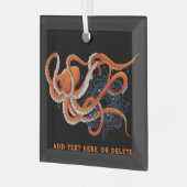 Octopus Sinaasappel Mandala Blauw Glas Ornament (Voorkant links)