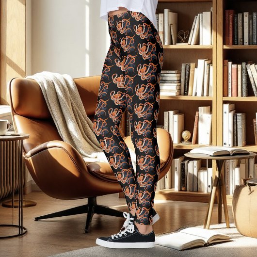 Octopus Sinaasappel Mandala Blauw Leggings