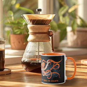 Octopus Sinaasappel Mandala Blauw Mok