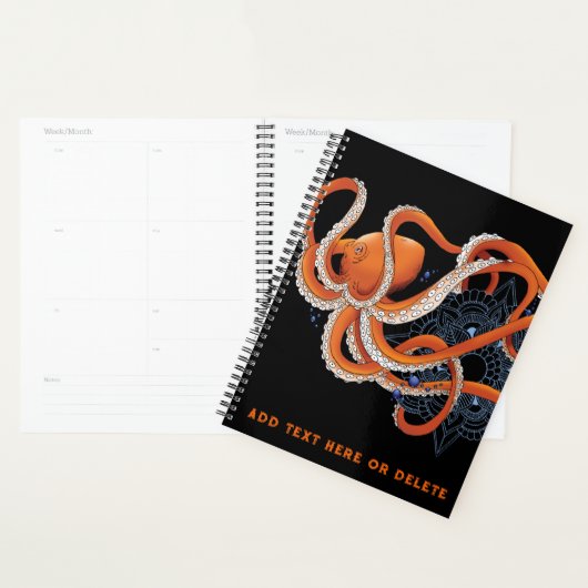 Octopus Sinaasappel Mandala Blauw Planner (Display)