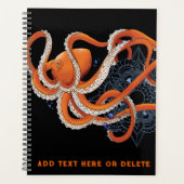 Octopus Sinaasappel Mandala Blauw Planner (Voorkant)