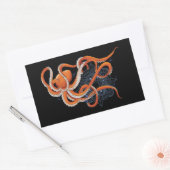 Octopus Sinaasappel Mandala Blauw Rechthoekige Sticker (Envelop)