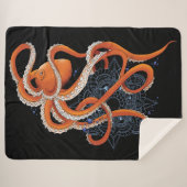 Octopus Sinaasappel Mandala Blauw Sherpa Deken (Voorkant (horizontaal))