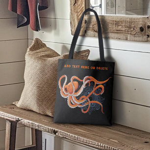 Octopus Sinaasappel Mandala Blauw Tote Bag
