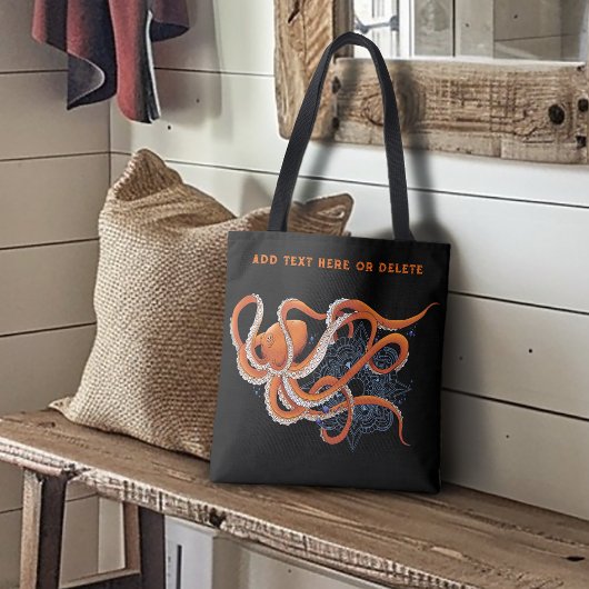 Octopus Sinaasappel Mandala Blauw Tote Bag