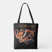 Octopus Sinaasappel Mandala Blauw Tote Bag (Achterkant)