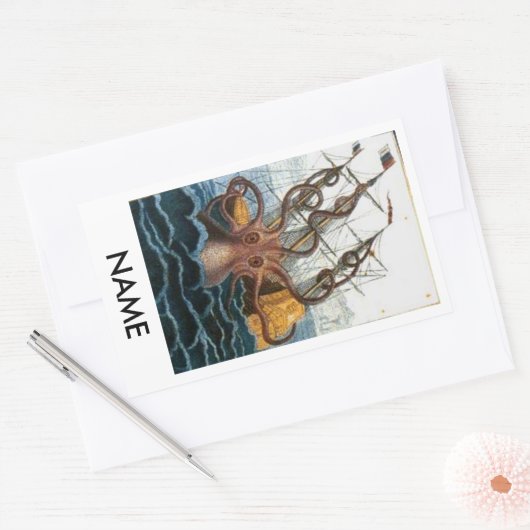 Octopus Sink Ship Bookplate Sticker (Envelop)
