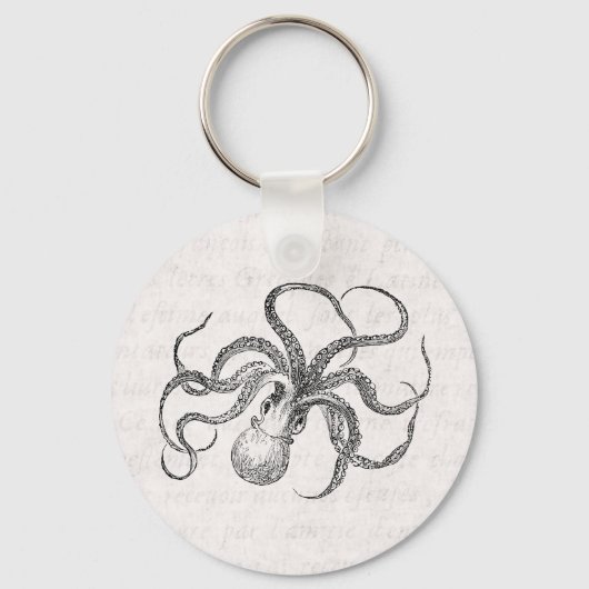 octopus-Sjabloon met Antiek tekst Sleutelhanger (Voorkant)