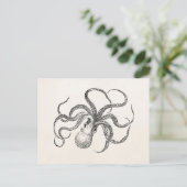  Octopus-Sjabloon over Antiek papier Briefkaart (Staand voorkant)