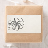  Octopus-Sjabloon over Antiek papier Etiket (Insitu)
