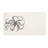 Octopus-Sjabloon over Antiek papier Etiket (Voorkant)