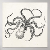  Octopus-Sjabloon over Antiek papier Poster (Voorkant)