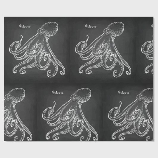 Octopus Sketch Cadeaupapier (Vlak)