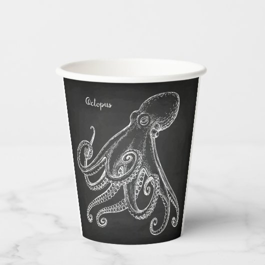 Octopus Sketch Papieren Bekers (Voorkant)