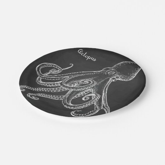Octopus Sketch Papieren Bordje (Gekanteld)