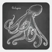Octopus Sketch Vierkante Sticker (Voorkant)