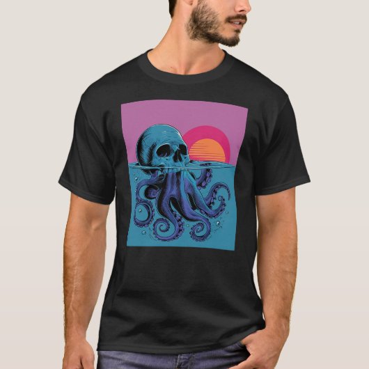 Octopus Skull Halloween Skeleton Graphic Men Women T-shirt (Voorkant)
