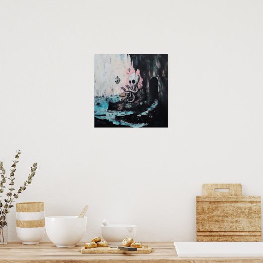 Octopus Skull Tarot Witchy AI Art Matte Waarde Poster (Keuken)