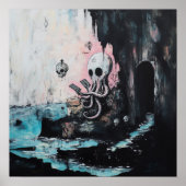 Octopus Skull Tarot Witchy AI Art Matte Waarde Poster (Voorkant)