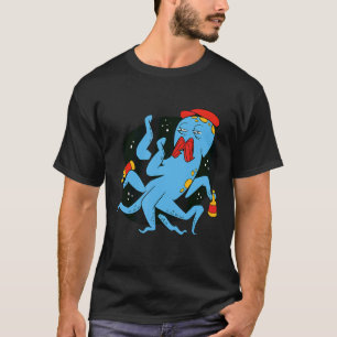 Octopus snor koele retro plezier rare bizarre kuns t-shirt
