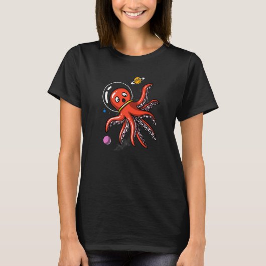 Octopus Space Astronaut Cosmic Science Fiction T-shirt (Voorkant)