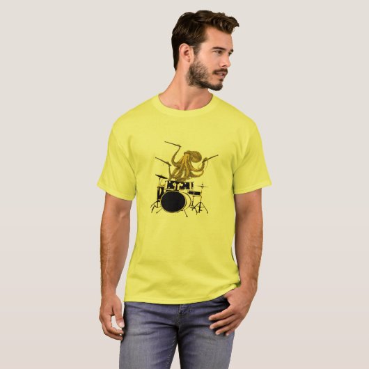 Octopus speelt drummer shirt drum T-shirt (Voorkant volledig)