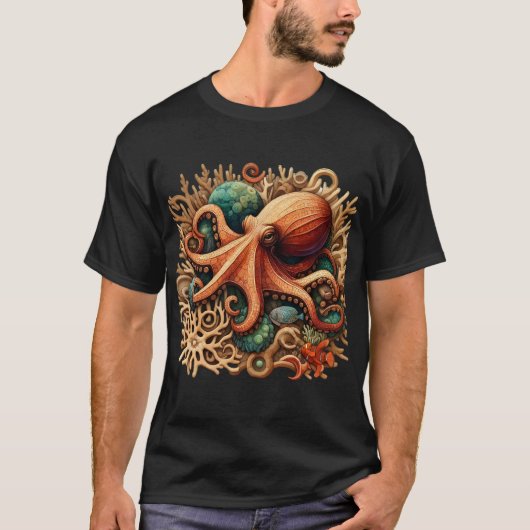 Octopus speelt drums in de oceaan t-shirt (Voorkant)