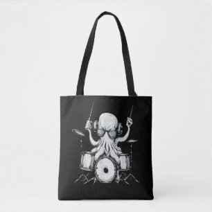 Octopus Speelt op Drums Drumspeler Drummer Band Tote Bag
