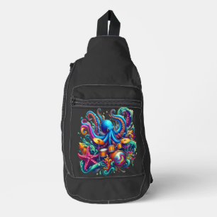 Octopus spelen drums Percussive Zee Symphony Sling Bag