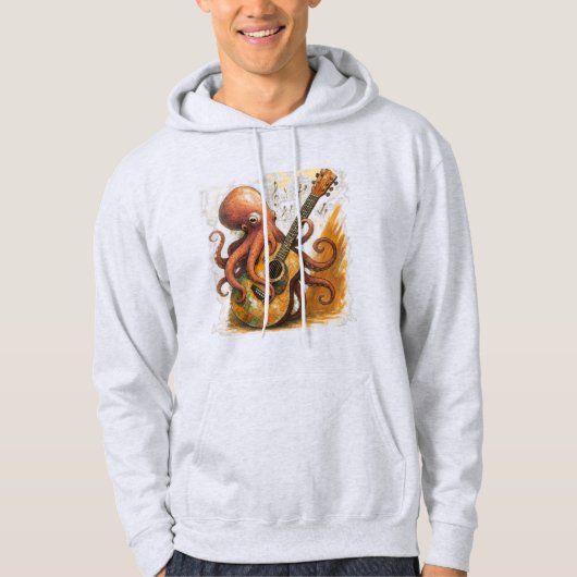 Octopus spelen gitaar  muziek kunst hoodie (Voorkant)