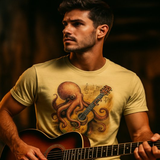 Octopus spelen gitaar muziek kunst t-shirt