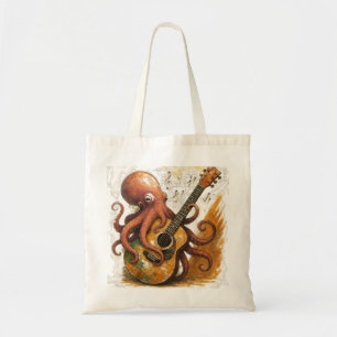 Octopus spelen gitaar muziek kunst tote bag