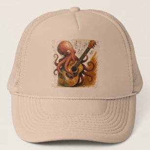 Octopus spelen gitaar  muziek kunst trucker pet