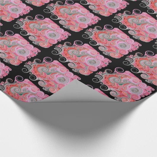 Octopus Sporen - Roze - Boekband Eindblad Cadeaupapier (Hoek)