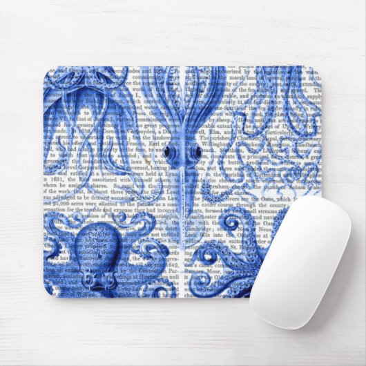 Octopus & Squid Blue Muismat (Met muis)