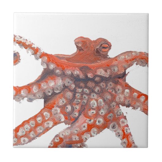 Octopus Squid Kraken Painting Tegeltje (Voorkant)